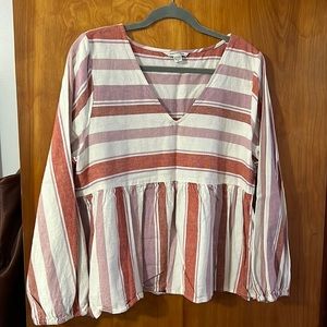 AE Striped Peplum Top
